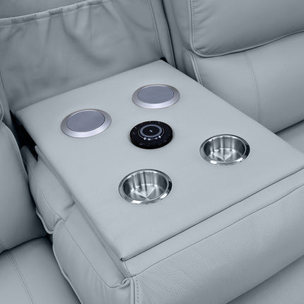 Intel - 3+2 Grey Electric Recliner with Drinks Tray and Built-In Bluetooth Speakers