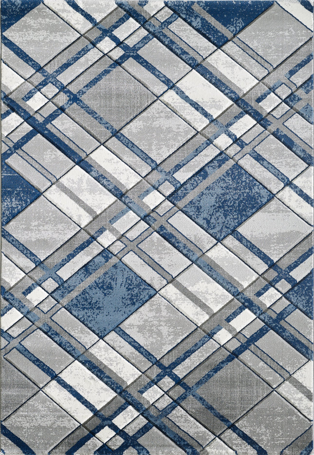 Accra Grey Navy Rug - 120cm x 170cm