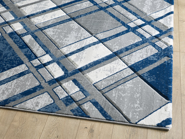 Accra Grey Navy Rug - 160cm x 220cm
