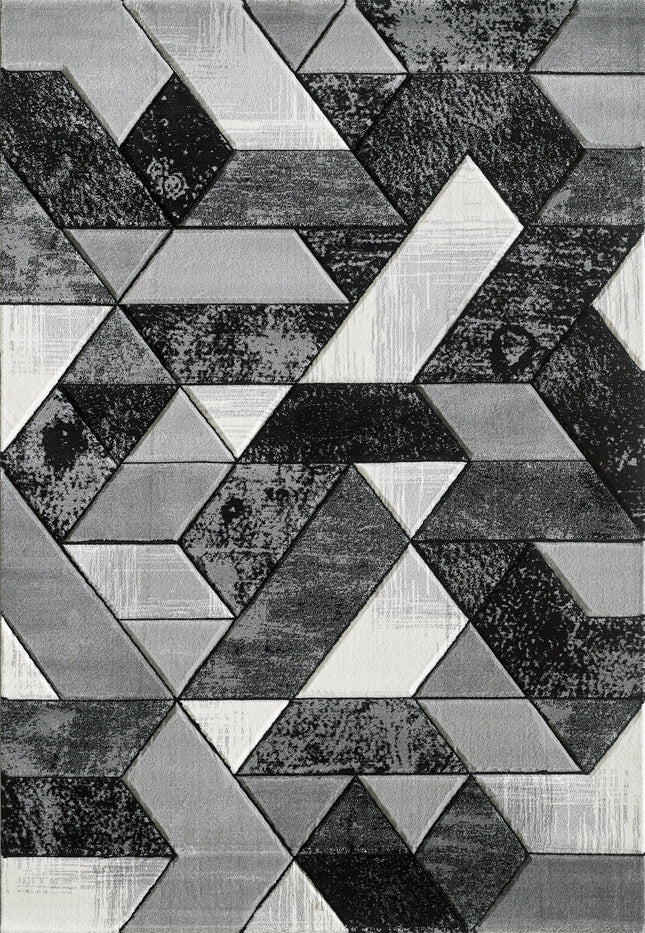 Dakar Grey Black Rug - 160cm x 220cm