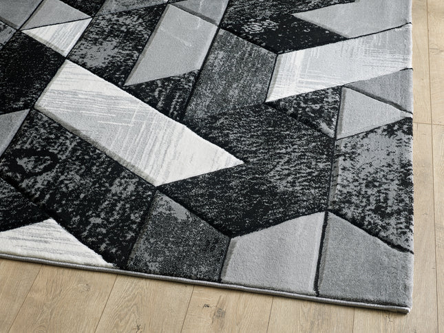 Dakar Grey Black Rug - 120cm x 170cm
