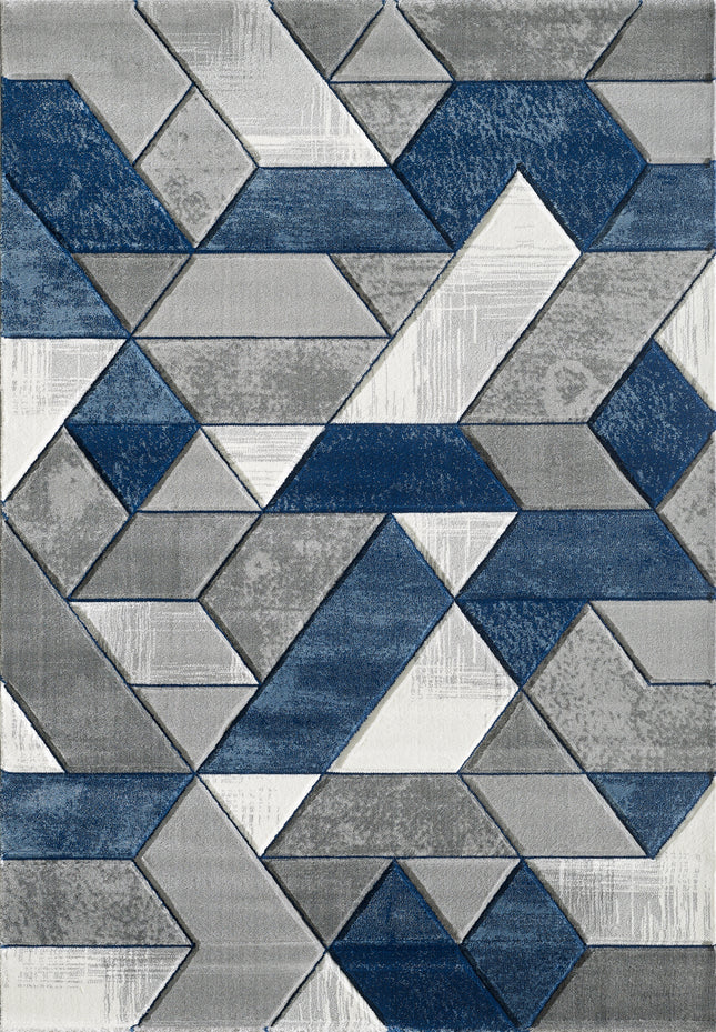 Dakar Grey Navy Rug - 120cm x 170cm
