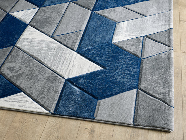 Dakar Grey Navy Rug - 120cm x 170cm