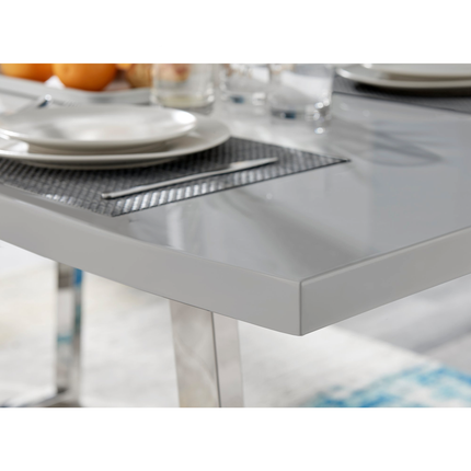 Dunloe - 140cm Large Grey High Gloss Dining Table