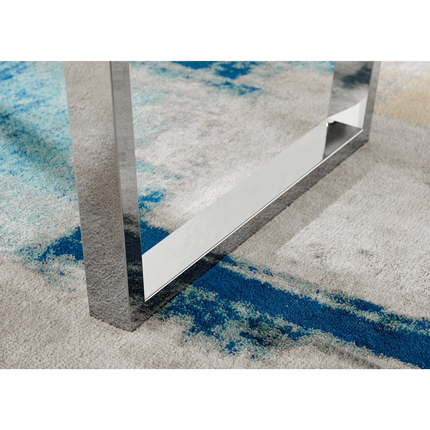 Dunloe - Large High Gloss White Dining Table & Navy Blue Maya Chairs