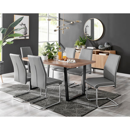 Kerry - Large Dark Oak Wood Effect Dining Table & Elba Chairs