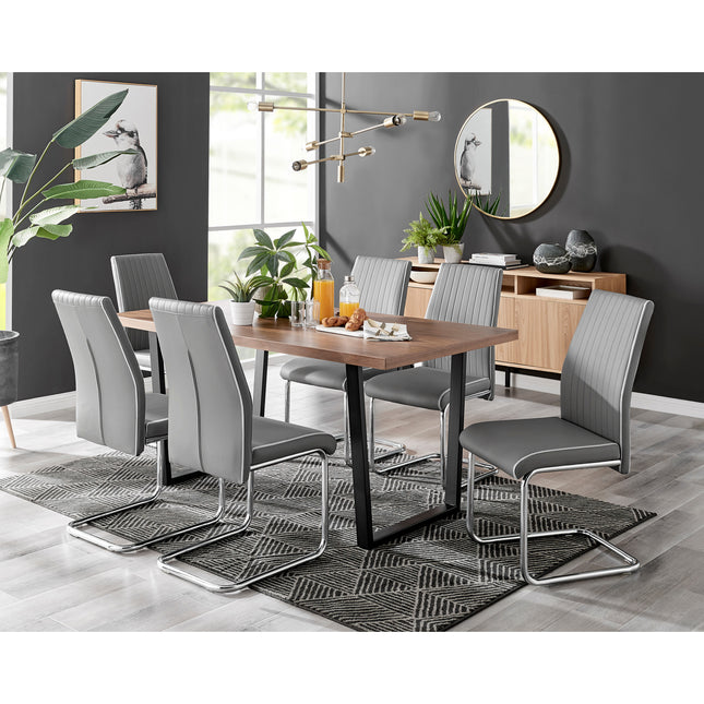 Kerry - Large Dark Oak Wood Effect Dining Table & Elba Chairs