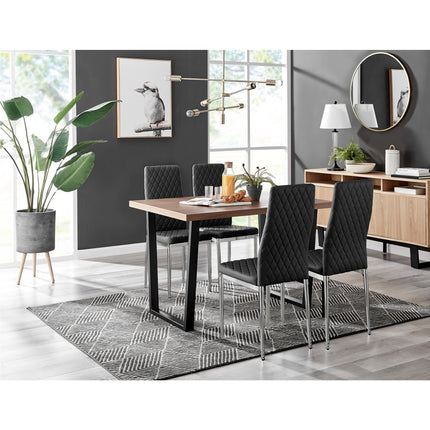 Kerry - Dark Oak Wood Effect Dining Table & 4 Studio Chairs