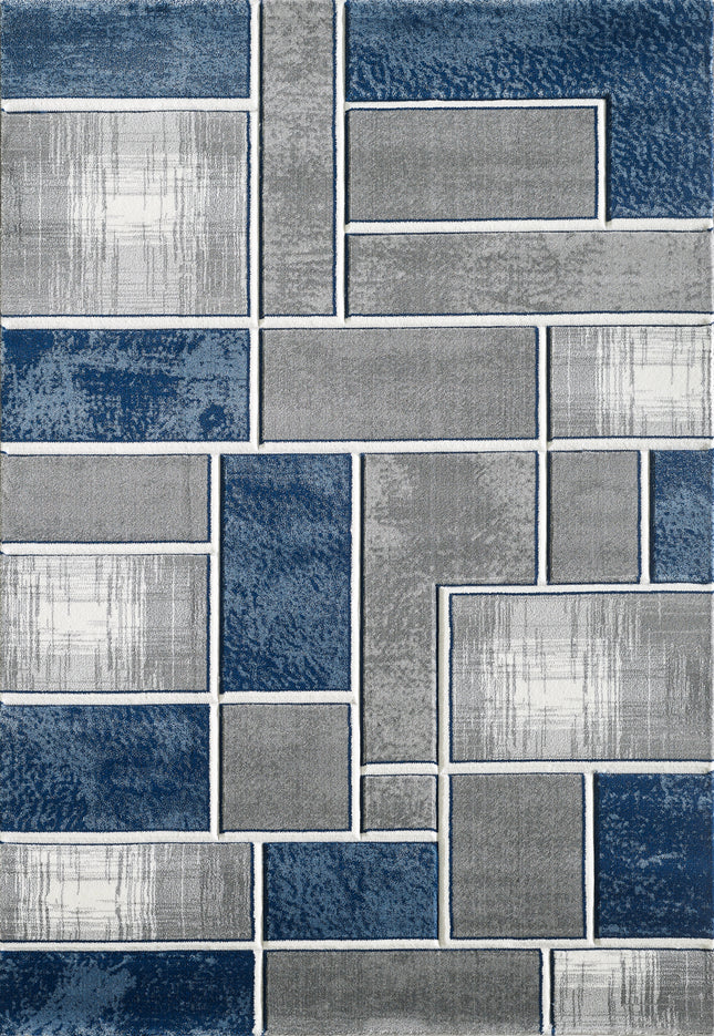 Lagos Grey Navy Rug - 120cm x 170cm