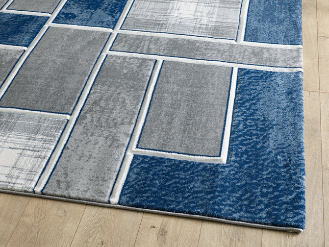 Lagos Grey Navy Rug - 120cm x 170cm