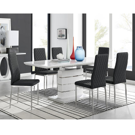 Levi - White High Gloss Extending Dining Table & Studio Chairs