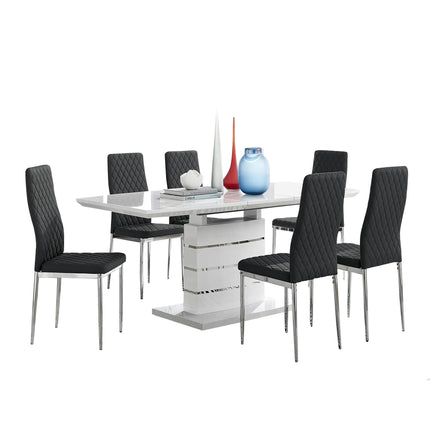 Levi - White High Gloss Extending Dining Table & Studio Chairs