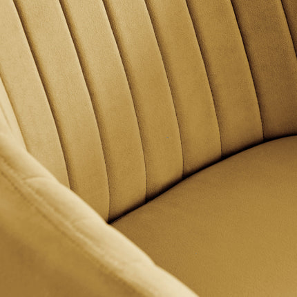 Kerry - Large Dark Oak Wood Effect Dining Table & Calla Yellow Velvet Chrome Leg Luxury Dining Chair