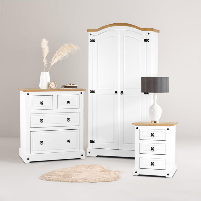 Corona Package White: Wardrobe, Chest & Locker