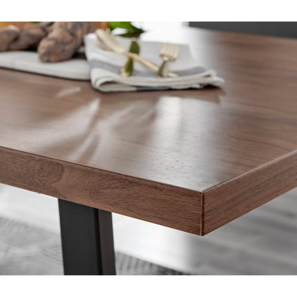 Kerry - Large Dark Oak Wood Effect Dining Table & Hugo Grey Fabric Dining Chairs