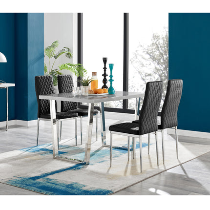 Dunloe - Grey High Gloss Dining Table & 4 Studio Chairs
