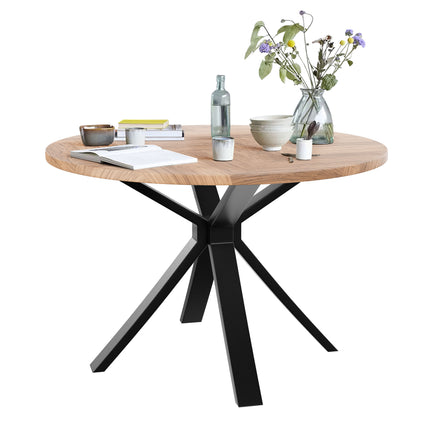 Filda - Contemporary Oak Herringbone Veneer Round Dining Table