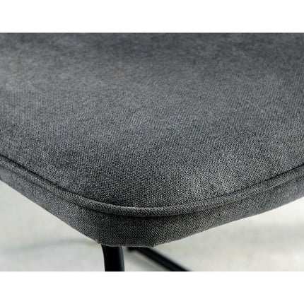 Storm - Marble Effect Round Dining Table & 4 Halle Charcoal Fabric Dining Chairs