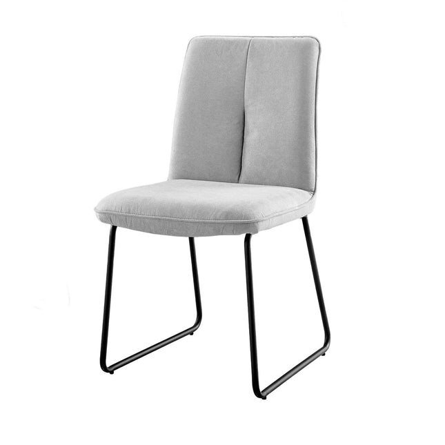 Halle - Light Grey Fabric Black Leg Dining Chair