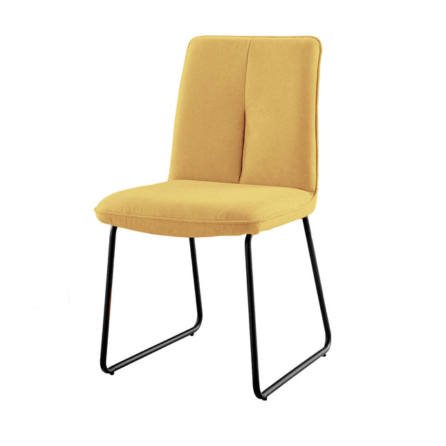 Halle - Mustard Fabric Black Leg Dining Chair