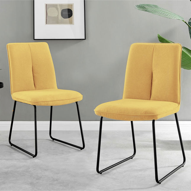 Halle - Mustard Fabric Black Leg Dining Chair