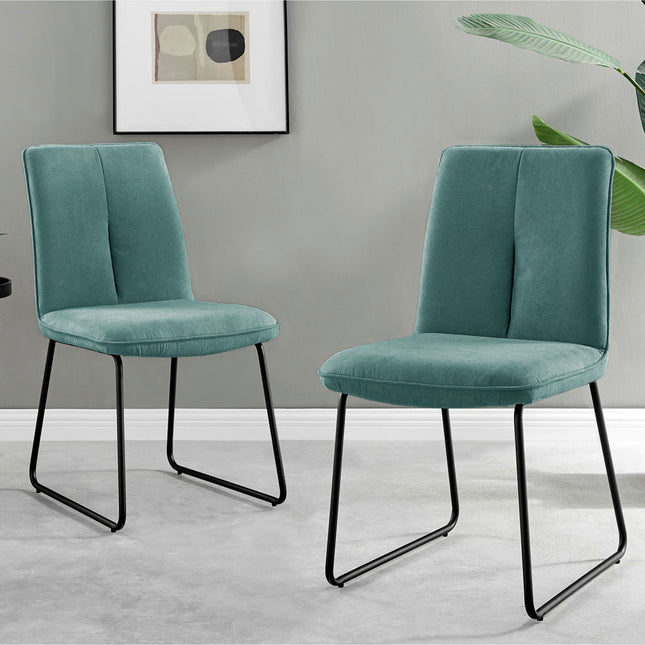 Halle - Turquoise Fabric Black Leg Dining Chair