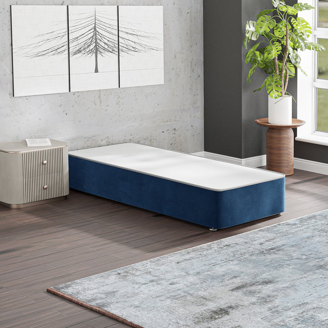 HL - Plush Blue Single Divan Base (3ft)