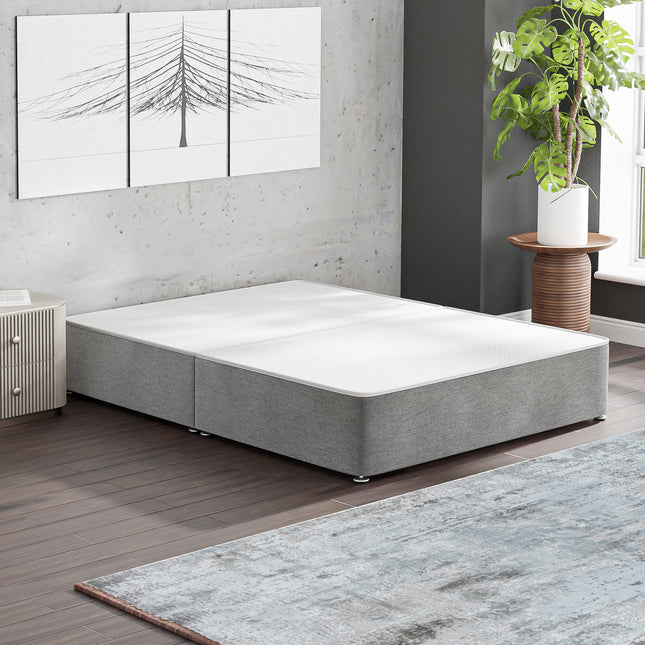 HL - Tweed Grey Small Double Split Divan Base (4ft)