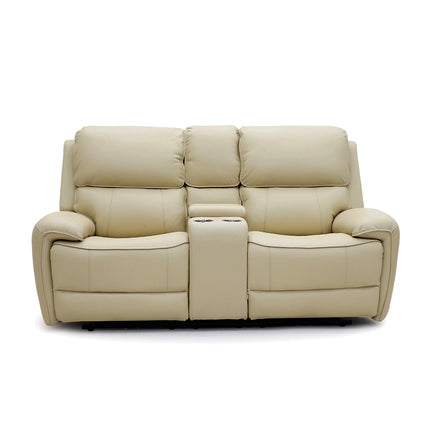 Intel - 3+2 Beige Electric Recliner with Drinks Tray and Built-In Bluetooth Speakers