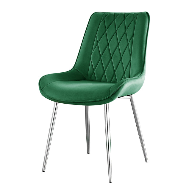 Maya - Green Velvet Chrome Leg Luxury Dining Chair