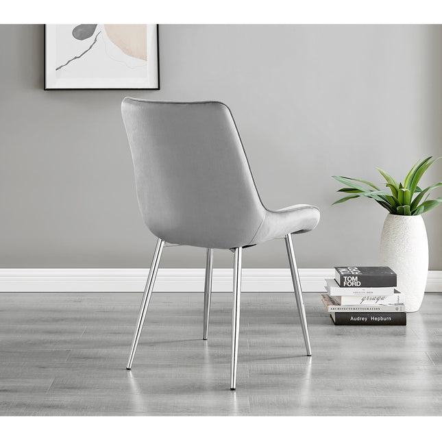Maya - Grey Velvet Chrome Leg Luxury Dining Chair