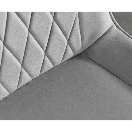 Mini Chrome Pod - High Gloss White Dining Table & 4 Maya Grey Velvet Chrome Leg Luxury Dining Chair