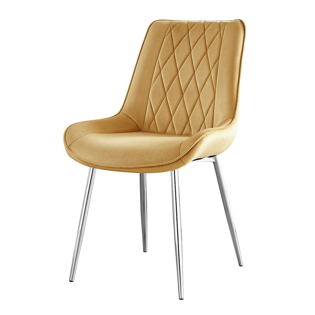Maya - Mustard Velvet Chrome Leg Luxury Dining Chair