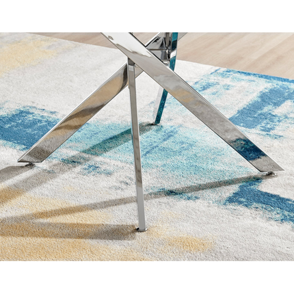 Palma - White Marble High Gloss Effect Chrome Leg Table