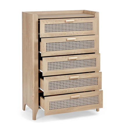 Parma -  Rattan Effect 5 Drawer Chest