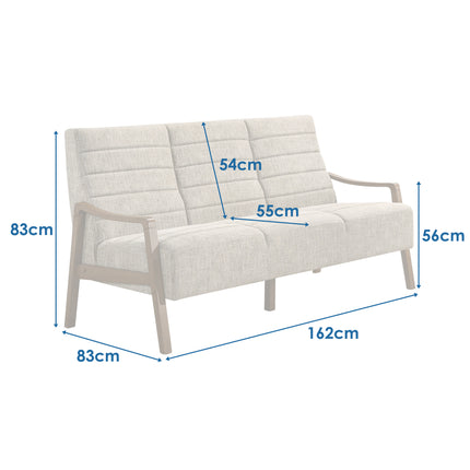 Roma - 3 Seater Beige Fabric Sofa