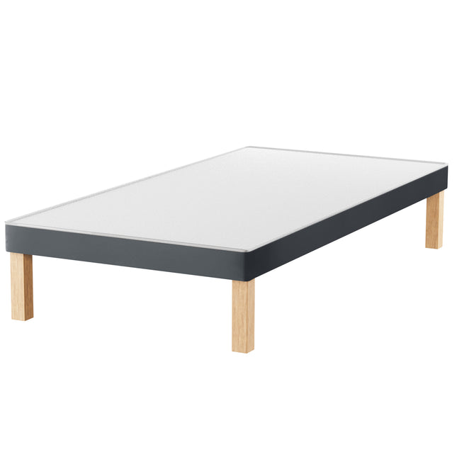 HL - Charcoal Plush Velvet Single Divan Base with Wooden Legs ( 3ft )