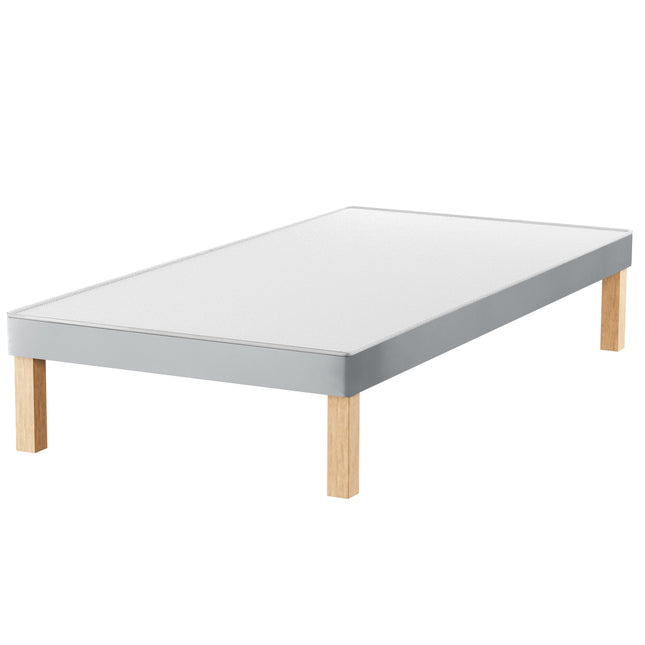 HL - Light Grey Plush Velvet Single Divan Base with Wooden Legs ( 3ft )