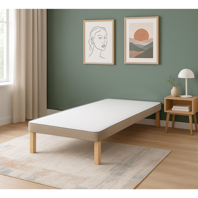 HL - Mink Plush Velvet Single Divan Base with Wooden Legs ( 3ft )