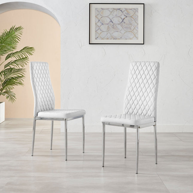 Studio - White Hatched Faux Leather Dining Chair