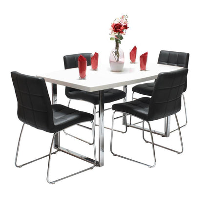 Dunloe White Table & 4 Sled Chairs