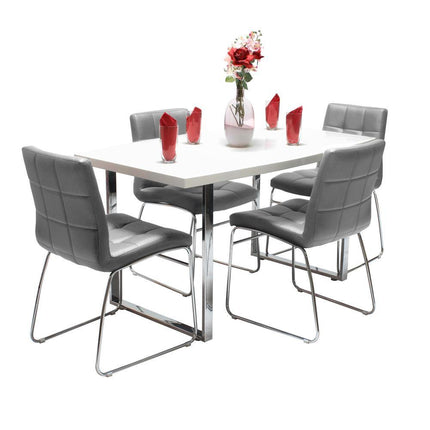 Dunloe White Table & 4 Sled Chairs