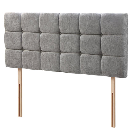 Chenille - Cubed Buttoned Double Headboard (4ft6)