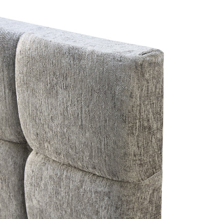 Chenille - Cubed Buttoned Double Headboard (4ft6)