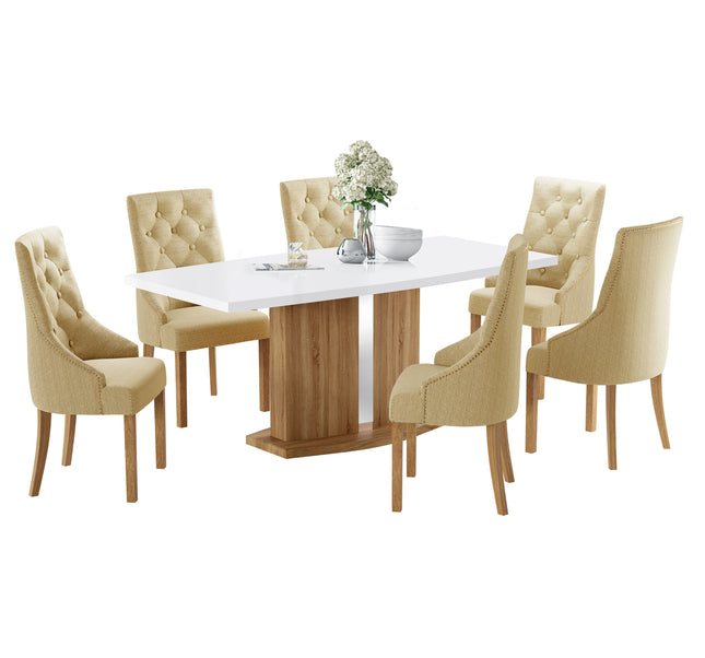 Detroit High Gloss White Top Sonoma Table & Paris Dining Chairs