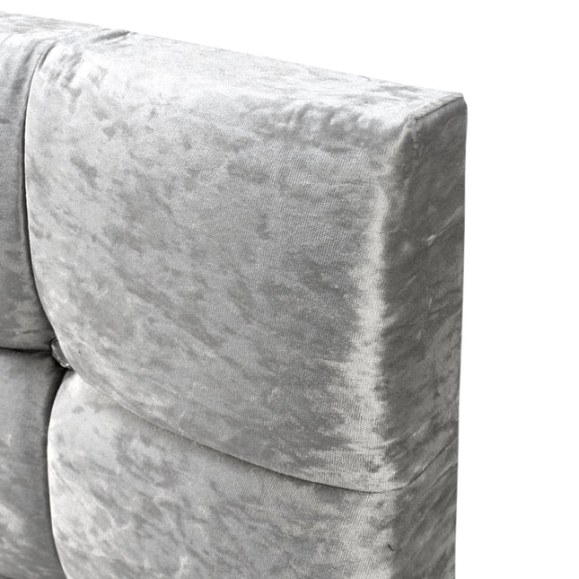 Crushed Velvet - Cubed Buttoned King Size Headboard (5ft)