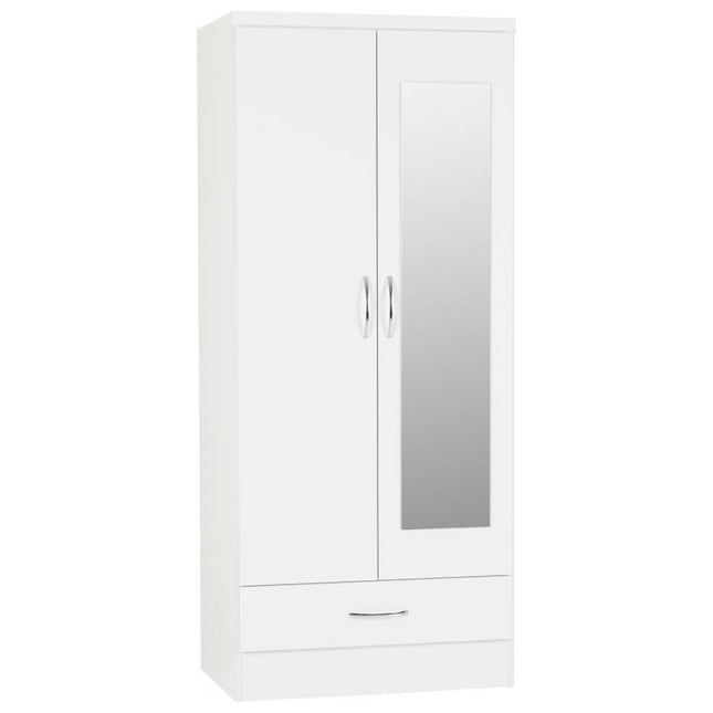 Nevada 2DR Wardrobe White with Mirror
