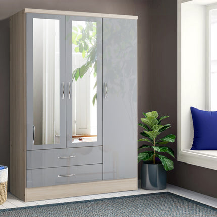 Nevada 3 Door Wardrobe Grey