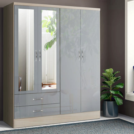 Nevada 4 Door Wardrobe Grey