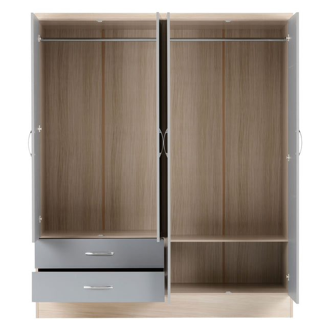 Nevada 4 Door Wardrobe Grey